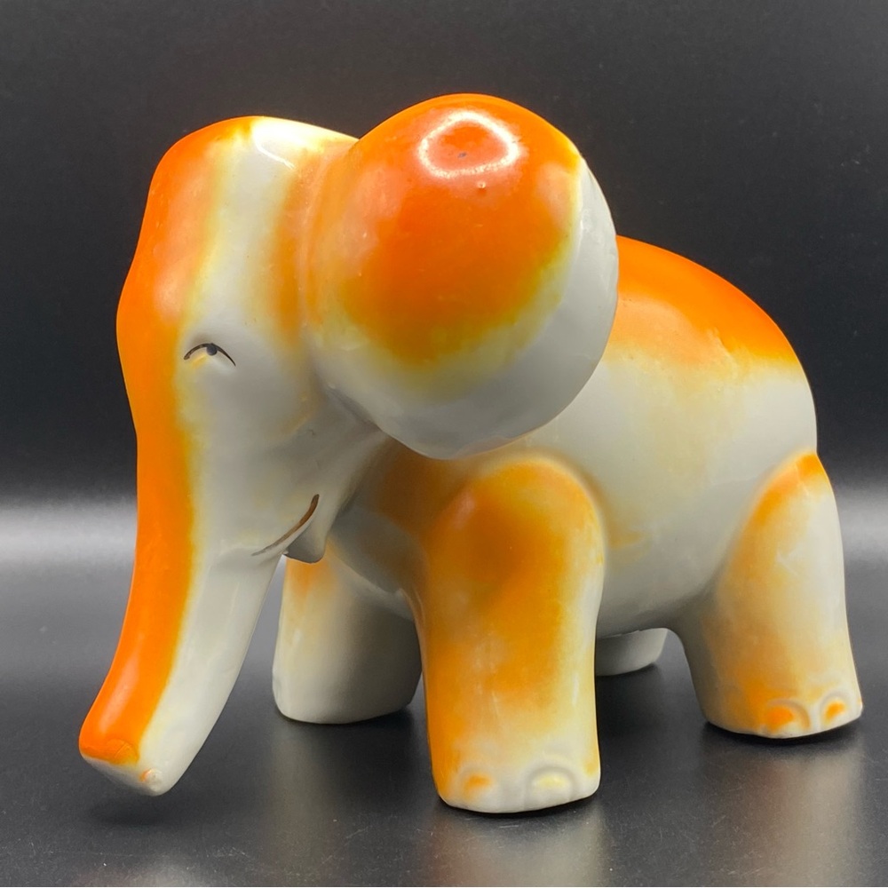 Vintage Antique Estate Made In Japan Orange Elephant Piggy Bank H in Diamond